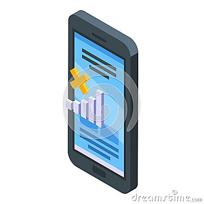 Phone lost connection icon isometric vector. Mobile error Vector Illustration