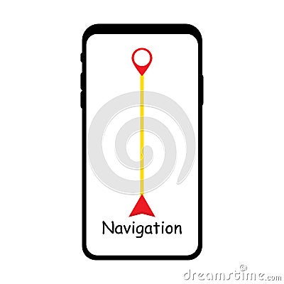 Phone map gps navigation. Phone gps navigator icon set. Roadmap icon. Location icon. App interface design. Technology concept. Vector Illustration