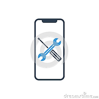 Phone mobile repair logo. smartphone and tools. Service electronic technic Vector Illustration