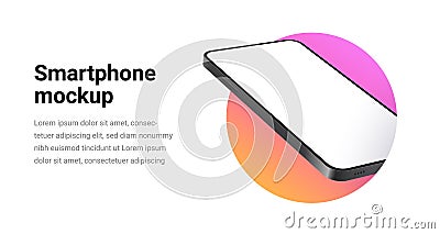 Phone mockup isolate 3d vector screen device template. Cellphone app mock up realistic telephone background design Vector Illustration