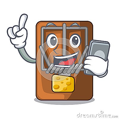 With phone mousetrap in the a character shape Vector Illustration