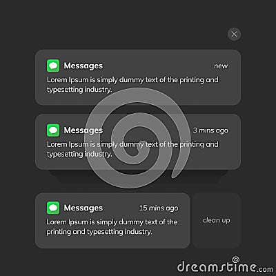 Phone notification window template. Smartphone message interface on a light background. Vector illustration. Smartphone. iMessages Vector Illustration