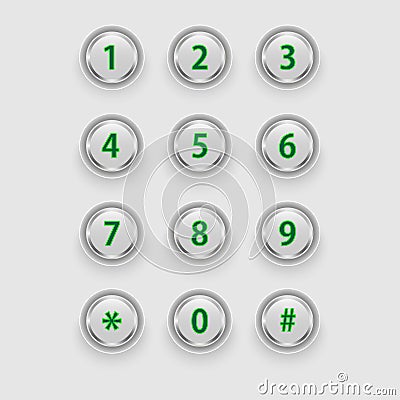 Phone number. metal buttons. Icon Vector Design. Vector design illustration for gadget or electronic. web icon push-button Vector Illustration