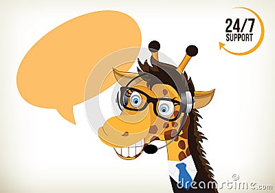 Phone Operator Giraffe Vector Illustration