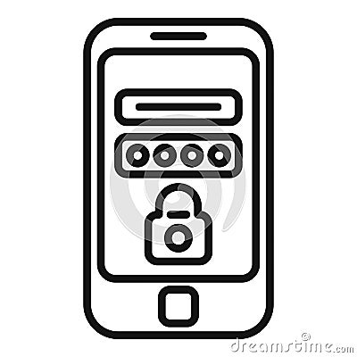 Phone password icon outline vector. Privacy policy Vector Illustration