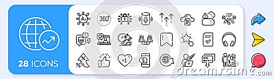 Phone payment, Auction hammer and File storage line icons. For web app, printing. App line icons. Vector Vector Illustration