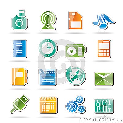 Phone Performance, Business and Office Icons Vector Illustration