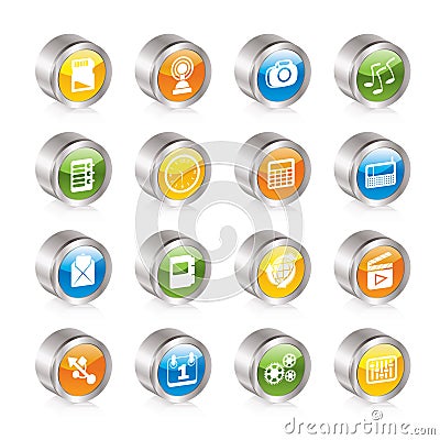 Phone Performance, Internet and Office Icons Vector Illustration