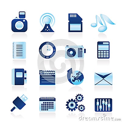 Phone Performance, Internet and Office Icons Vector Illustration