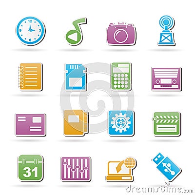 Phone Performance, Internet and Office Icons Vector Illustration