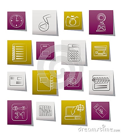 Phone Performance, Internet and Office Icons Vector Illustration