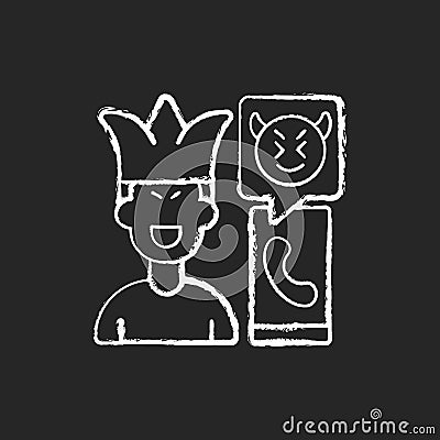 Phone pranking chalk white icon on black background Cartoon Illustration