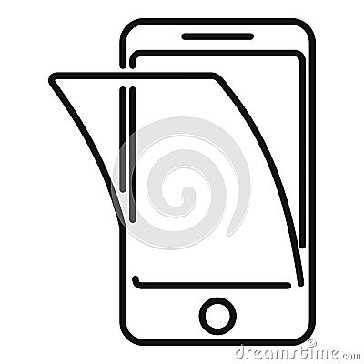 Phone protective film icon, outline style Vector Illustration