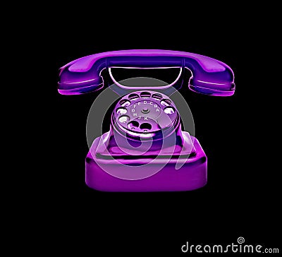 Phone in purple color cowardly on dark background Stock Photo