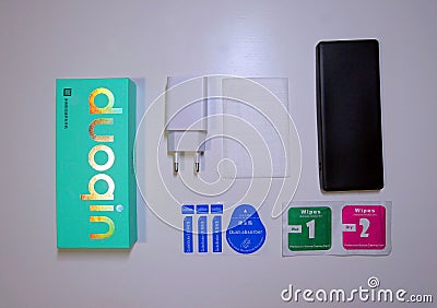 Phone with a push-button keyboard. Phone with buttons details and close-up Editorial Stock Photo