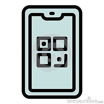 Phone qr code icon outline vector. Digital scanner Vector Illustration