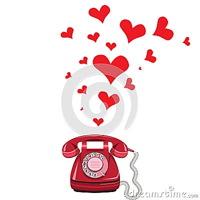 Phone receiver and heart Vector Illustration