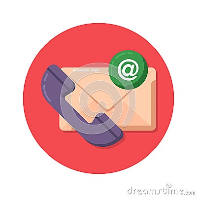 Phone receiver with letter denoting concept flat vector of contact us or communication Vector Illustration