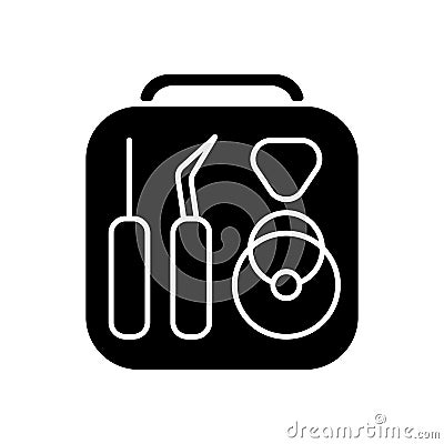 Phone repair kit black glyph icon Vector Illustration