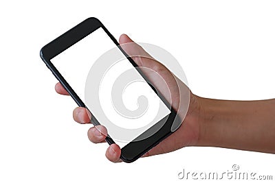 Phone in right hand. Stock Photo