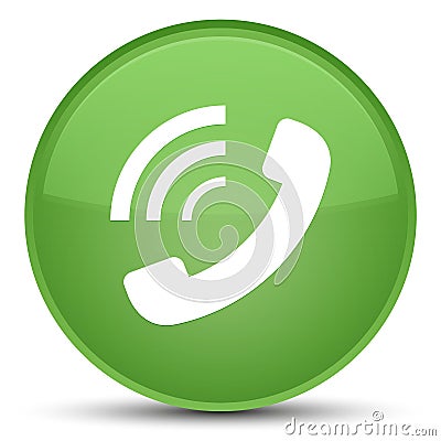 Phone ringing icon special soft green round button Cartoon Illustration