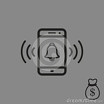 Phone rings icon stock vector illustration flat design Vector Illustration