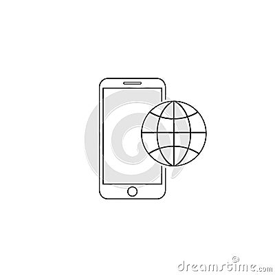 Phone roaming line icon in flat style. Roaming symbol for your web site design, logo, app, UI Vector Vector Illustration