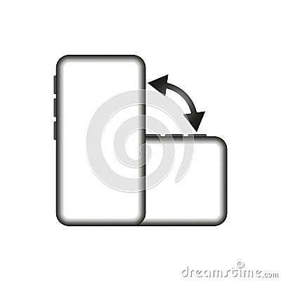 Phone rotate icon. Screen vector symbol. Black arrow shape. White background design. Vector Illustration