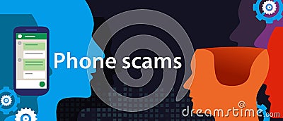 Phone scam via smart-phone security fraud vector illustration Vector Illustration