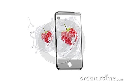 Phone screen capture macro photoshoot stop motion, isolated Stock Photo