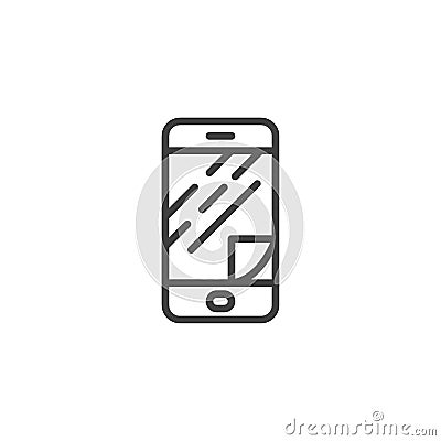 Phone screen protector glass line icon Vector Illustration