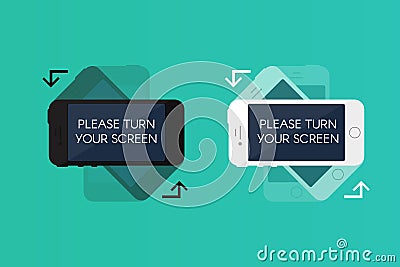 Phone Screen Turning Simple Visual Instruction Vector Illustration