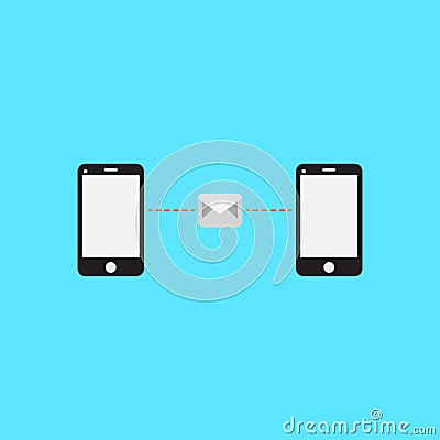 Phone is sending email. Phone is sending message. flat design. vector illustrator Vector Illustration