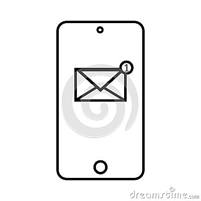 Phone sms icon. Smartphone new messege symbol. Sign mail vector Vector Illustration