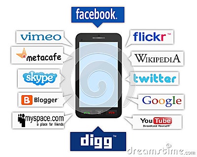 Phone & social logos Editorial Stock Photo