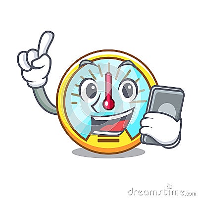 With phone speedometer in the a cartoon shape Vector Illustration