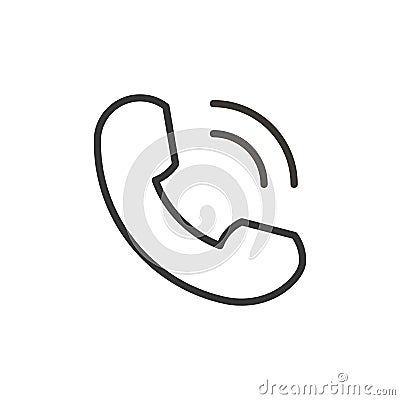 Phone thin line icon in flat style isolated. Vector phone call sign. Mobile phone with waves. Telephone symbol Vector Illustration