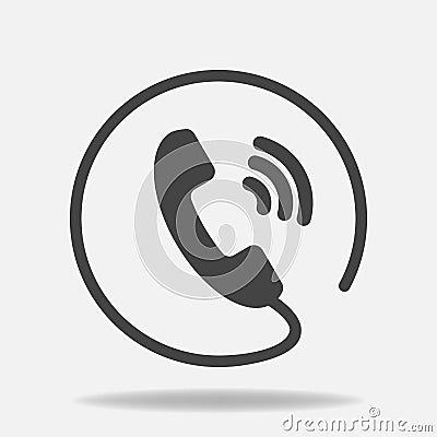 Phone vector icon on flat style. Handset with shadow. Easy editing of illustration. Vector Illustration