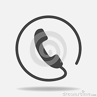 Phone vector icon on flat style. Handset with shadow. Easy editing of illustration. Vector Illustration