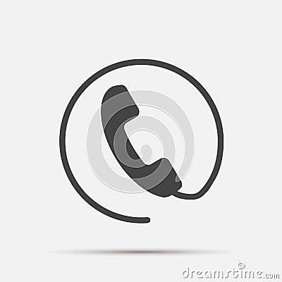 Phone vector icon on flat style. Handset with shadow. Easy editing illustration Vector Illustration