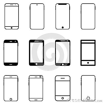 Phone vector icon set. mobile illustration symbol collection. smartphone sign or logo. Cartoon Illustration