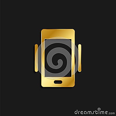 phone, vibrate gold icon. Vector illustration of golden style Cartoon Illustration