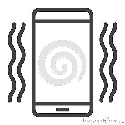 Phone vibrating line icon, web and mobile Vector Illustration