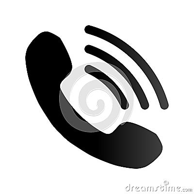 Phone with waves symbol icon - black gradient, isolated - vector Vector Illustration