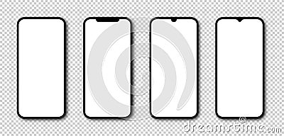 Phone with White Screen. Smartphone mockup. Cell Phone with white Screen. Template mockup smartphone in realistic design. Vector Vector Illustration