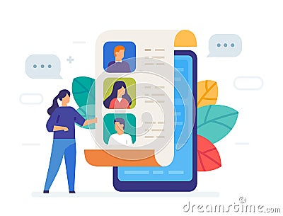 Phonebook, contacts icon, illustration. Smartphones tablets user interface social media.Flat illustration Icons Vector Illustration