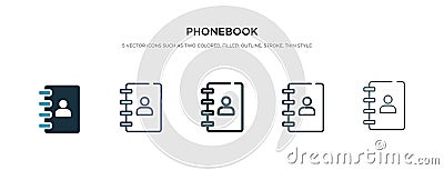 Phonebook icon in different style vector illustration. two colored and black phonebook vector icons designed in filled, outline, Vector Illustration
