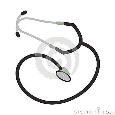 Medical phonendoscope, stethoscope in black isolated on white Vector Illustration