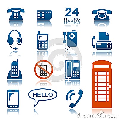 Phones and fax icon set Vector Illustration