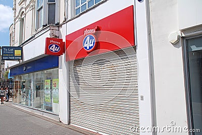 Phones 4U mobile phone shop Editorial Stock Photo